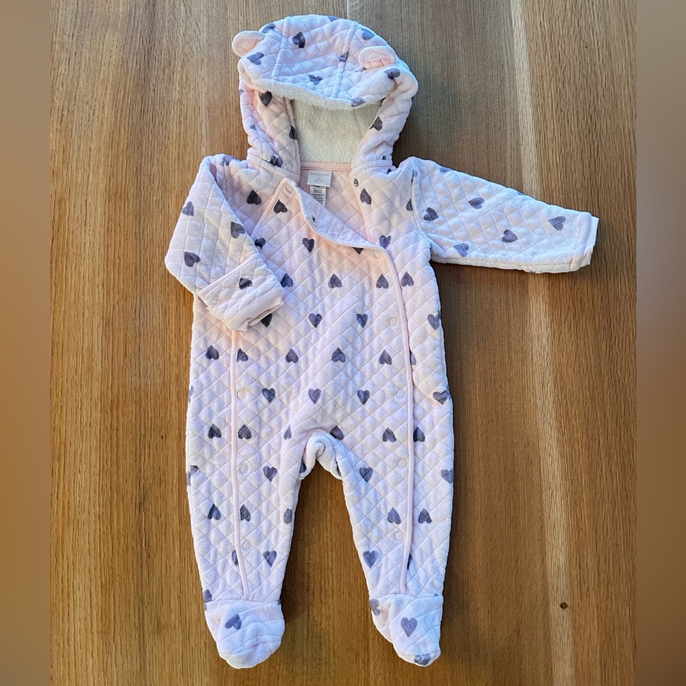 Nordstrom Pink Heart Patterned Quilted Footie